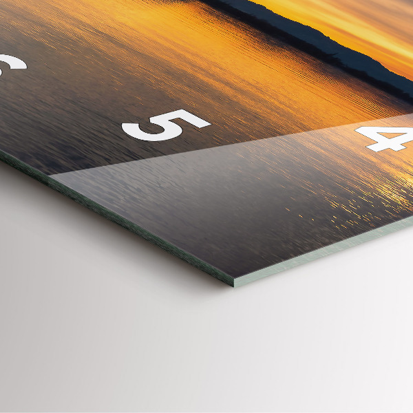 Szögletes fali üvegóra Naplemente a tó felett