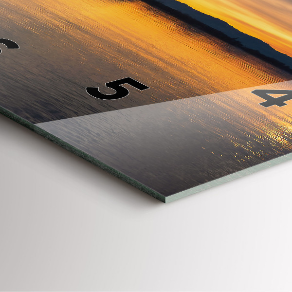 Szögletes fali üvegóra Naplemente a tó felett