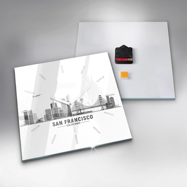 Szögletes fali üvegóra San Francisco Skyline