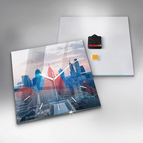 Szögletes fali üvegóra Felhőkarcolók Philadelphiában