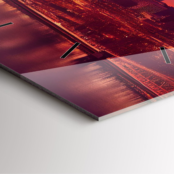 Szögletes fali üvegóra Philadelphia City éjjel