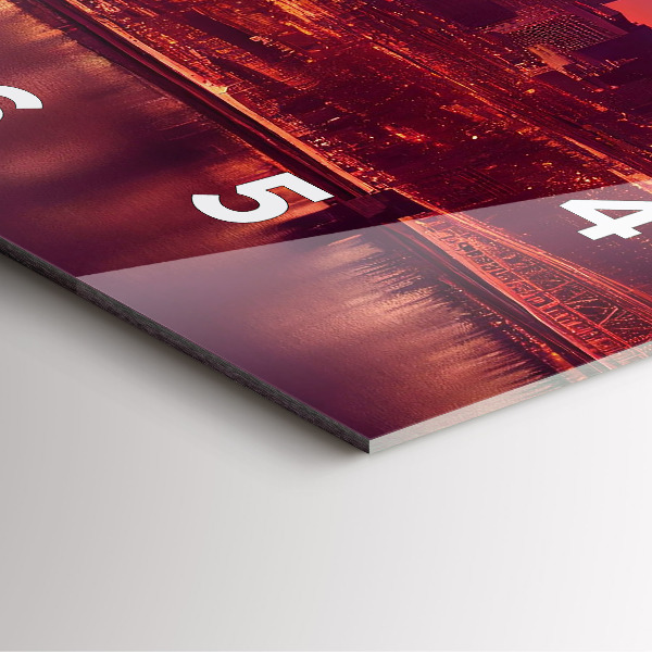 Szögletes fali üvegóra Philadelphia City éjjel