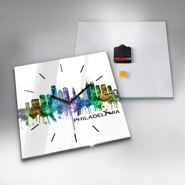 Szögletes fali üvegóra Színes Philadelphia