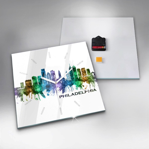 Szögletes fali üvegóra Színes Philadelphia