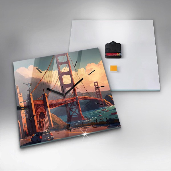Szögletes fali üvegóra San Francisco híd