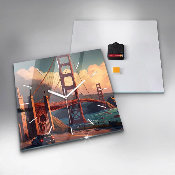 Szögletes fali üvegóra San Francisco híd