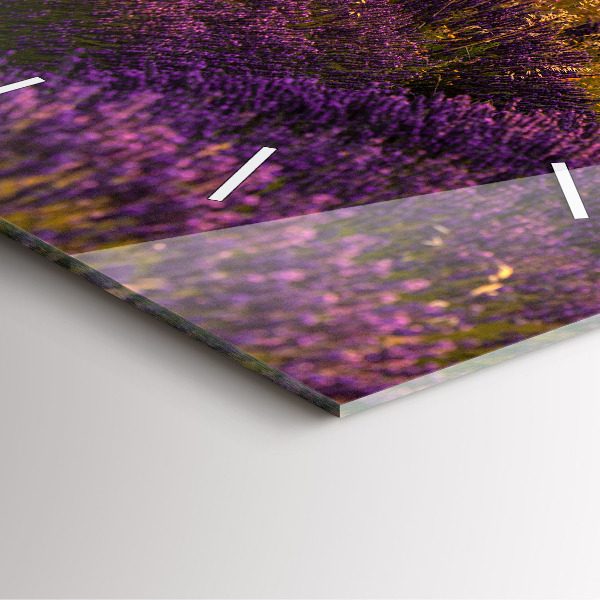 Szögletes fali üvegóra Levendula rét Franciaország