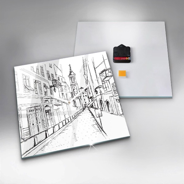 Szögletes fali üvegóra Provence város rajza