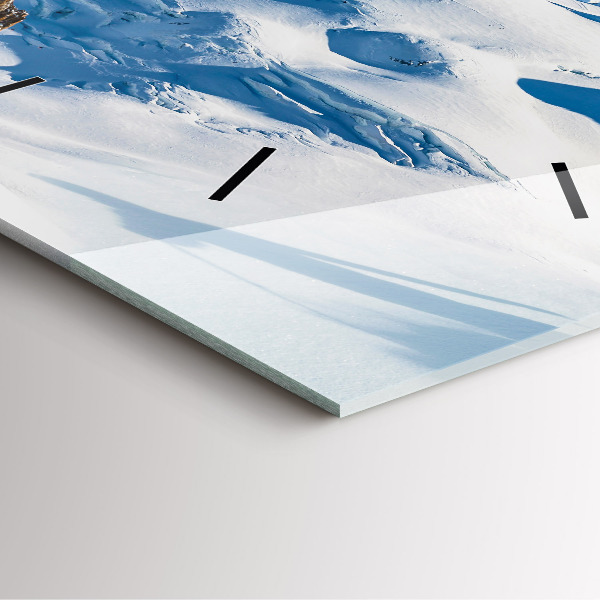 Szögletes fali üvegóra Síelő az Alpokban