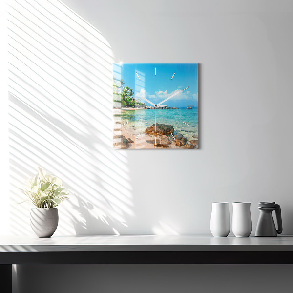Szögletes fali üvegóra Gyönyörű tengerpart Thaiföldön