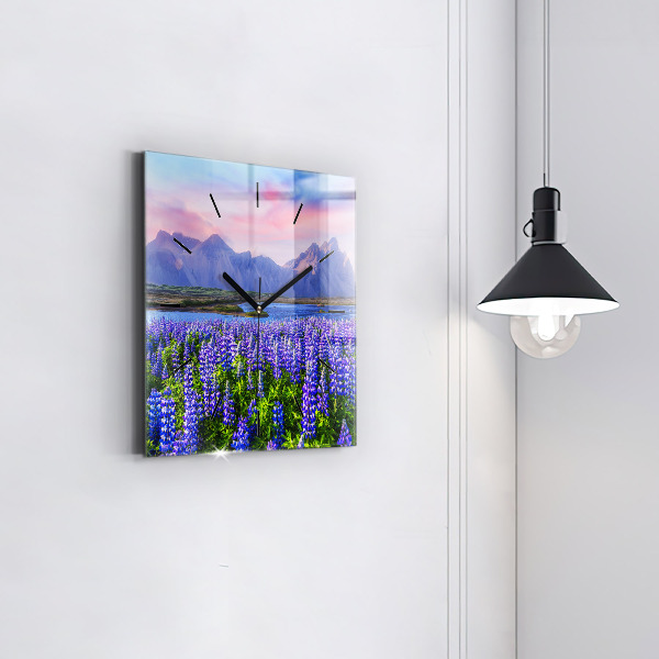 Szögletes fali üvegóra Hegyekre néző Izland