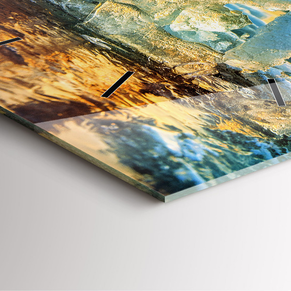 Szögletes fali üvegóra Jéghegy és napkelte