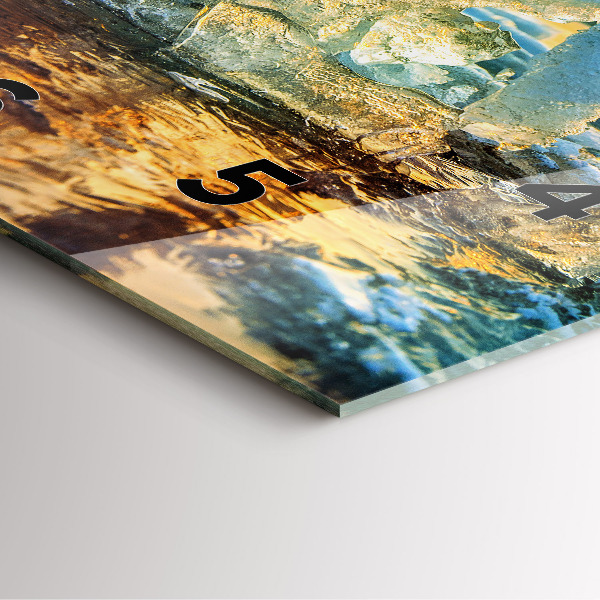 Szögletes fali üvegóra Jéghegy és napkelte