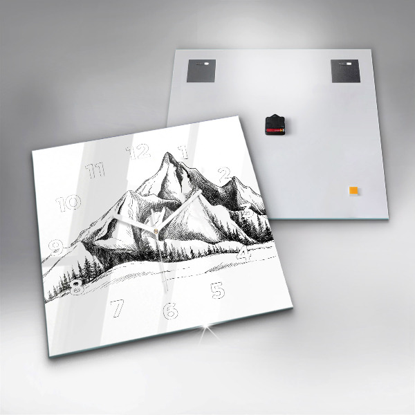 Szögletes fali üvegóra Rajzolt hegyek