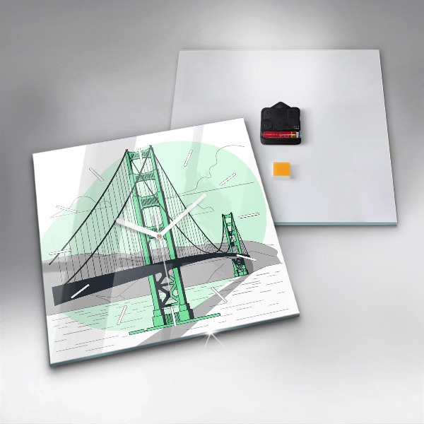 Szögletes fali üvegóra Zöld híd