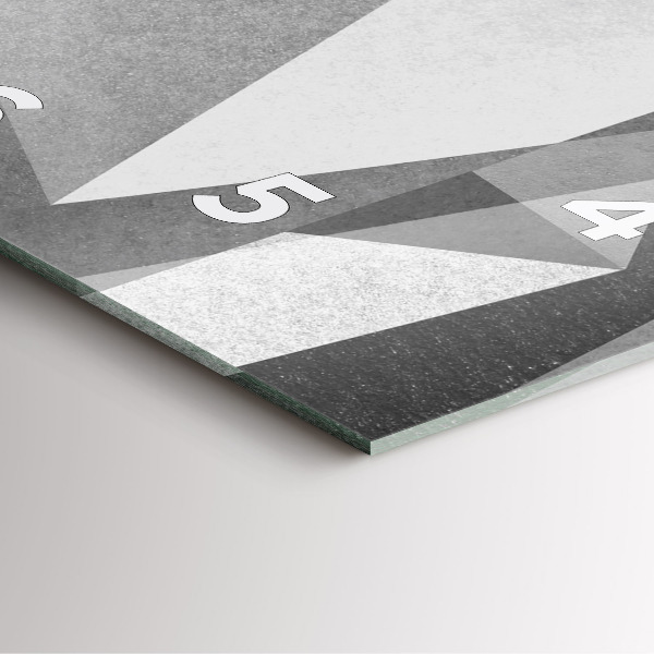 Szögletes fali üvegóra Szürke geometriai absztrakció