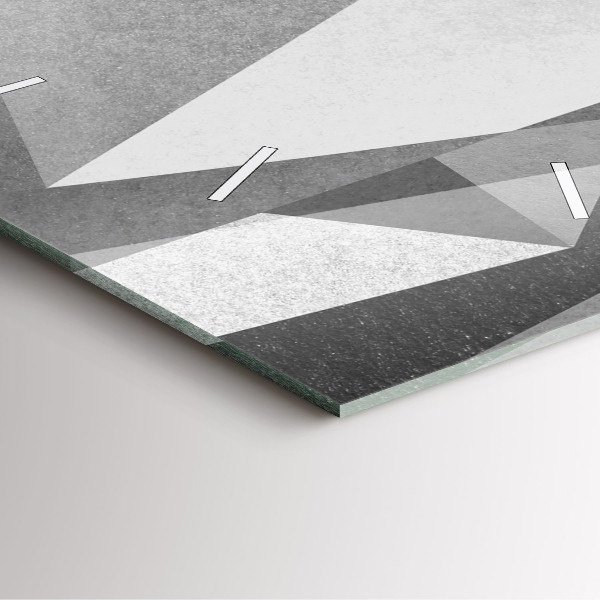 Szögletes fali üvegóra Szürke geometriai absztrakció