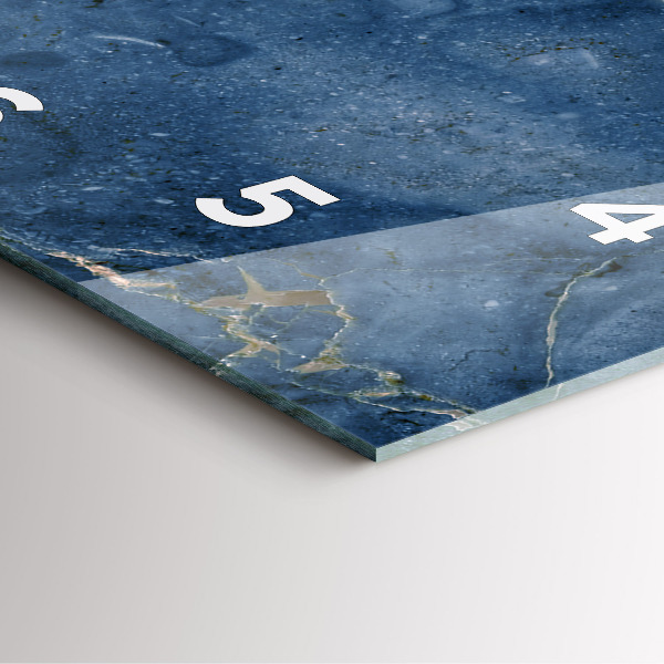 Szögletes fali üvegóra Kék márvány textúra