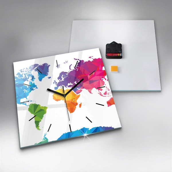 Szögletes fali üvegóra Absztrakt világtérkép