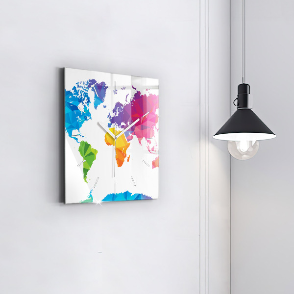 Szögletes fali üvegóra Absztrakt világtérkép