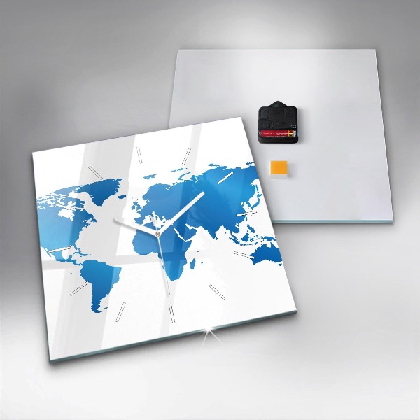 Szögletes fali üvegóra Világtérkép