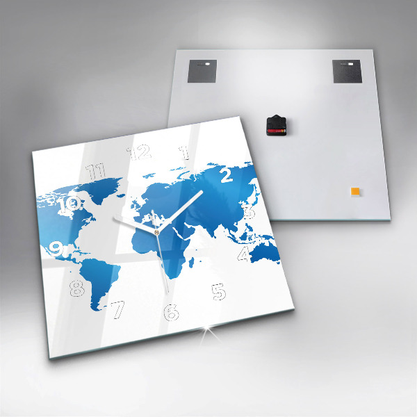 Szögletes fali üvegóra Világtérkép