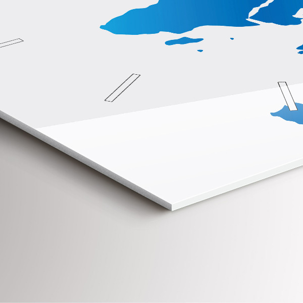 Szögletes fali üvegóra Világtérkép