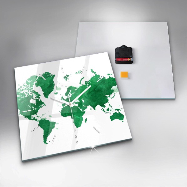 Szögletes fali üvegóra Zöld világtérkép