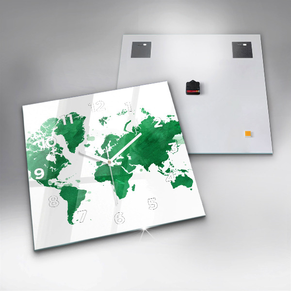 Szögletes fali üvegóra Zöld világtérkép