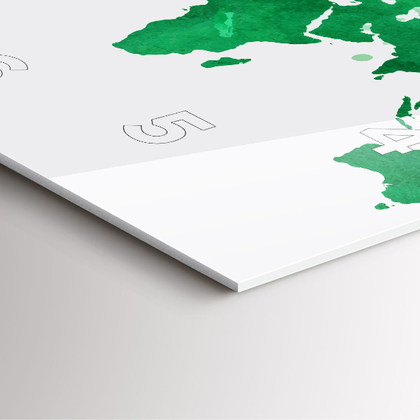 Szögletes fali üvegóra Zöld világtérkép