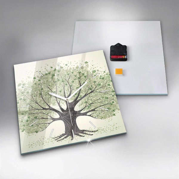 Szögletes fali üvegóra Nagy fa természet