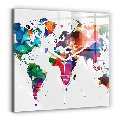 Szögletes fali üvegóra Világtérkép háromszögek