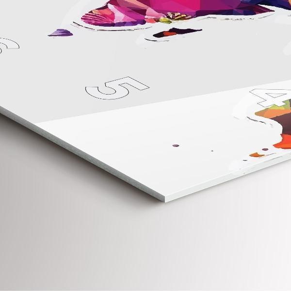 Szögletes fali üvegóra Világtérkép háromszögek