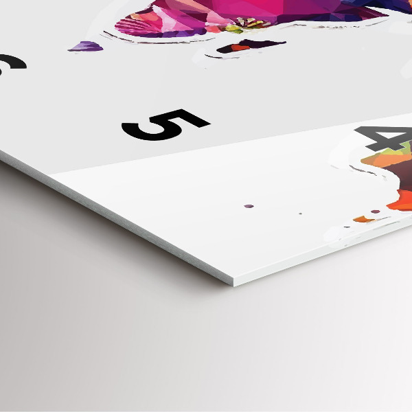 Szögletes fali üvegóra Világtérkép háromszögek