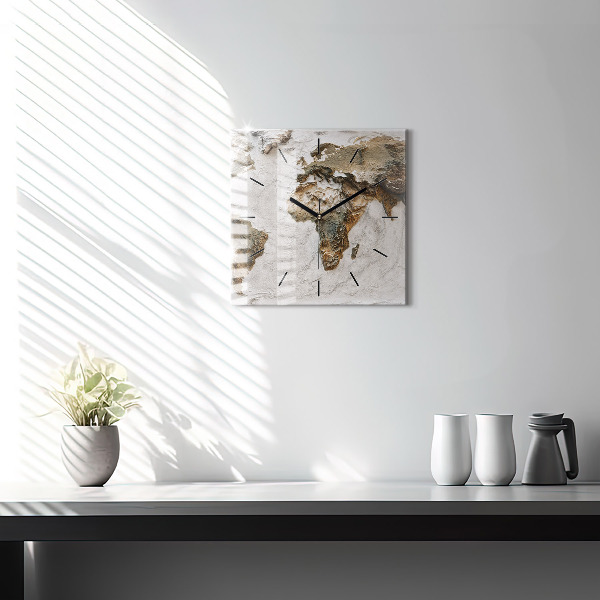 Szögletes fali üvegóra Régi világtérkép