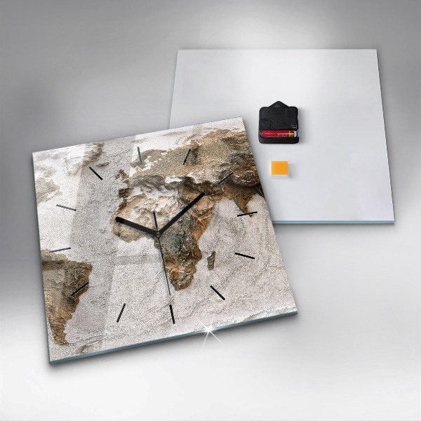 Szögletes fali üvegóra Régi világtérkép