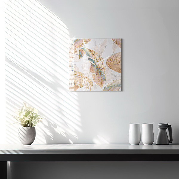 Szögletes fali üvegóra Természet levél minta