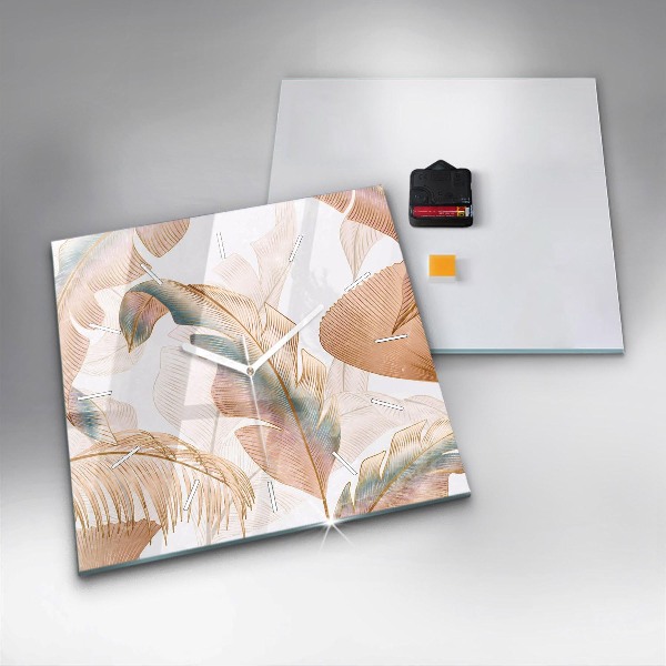 Szögletes fali üvegóra Természet levél minta