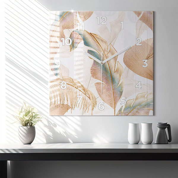 Szögletes fali üvegóra Természet levél minta