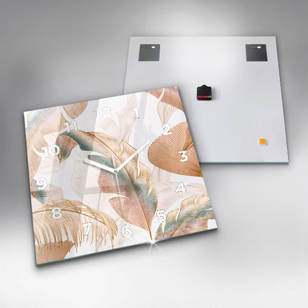 Szögletes fali üvegóra Természet levél minta