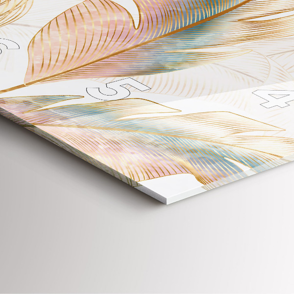 Szögletes fali üvegóra Természet levél minta