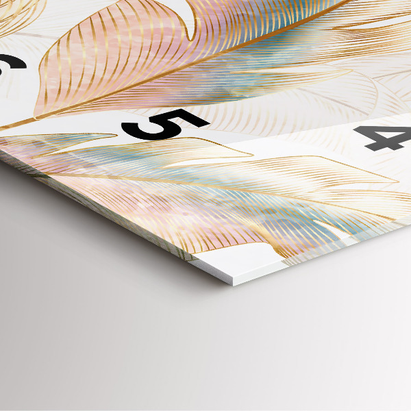 Szögletes fali üvegóra Természet levél minta