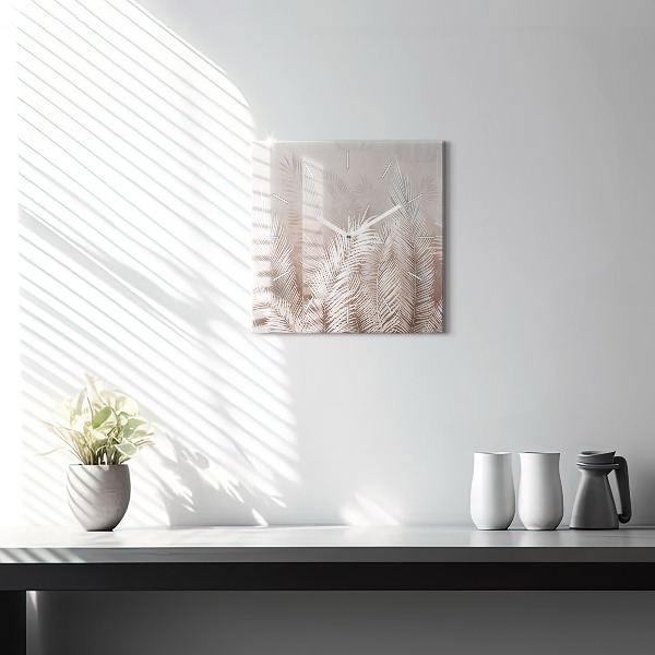 Szögletes fali üvegóra Trópusi boho levelek