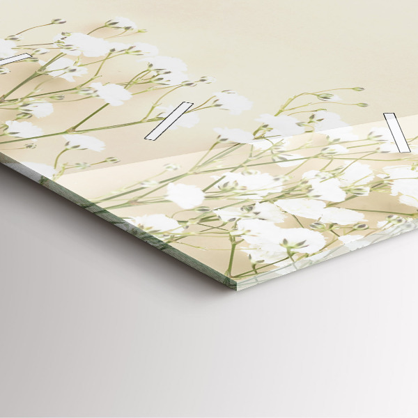 Szögletes fali üvegóra Virágzó gypsophila virágok