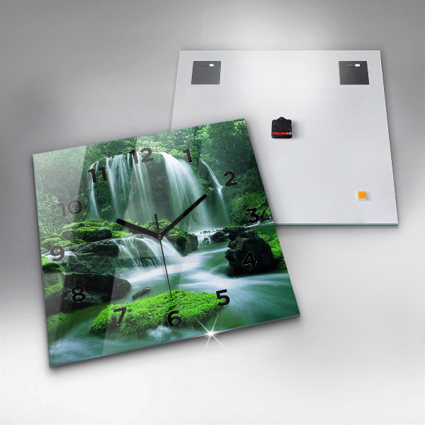 Szögletes fali üvegóra Vízesés a moha között