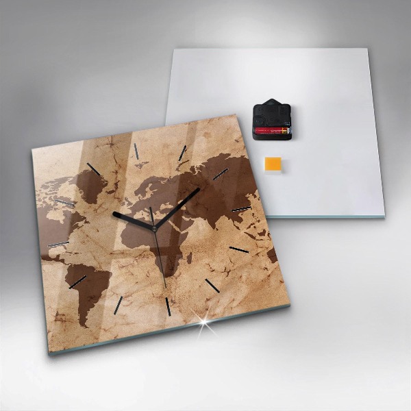 Szögletes fali üvegóra Vintage világtérkép
