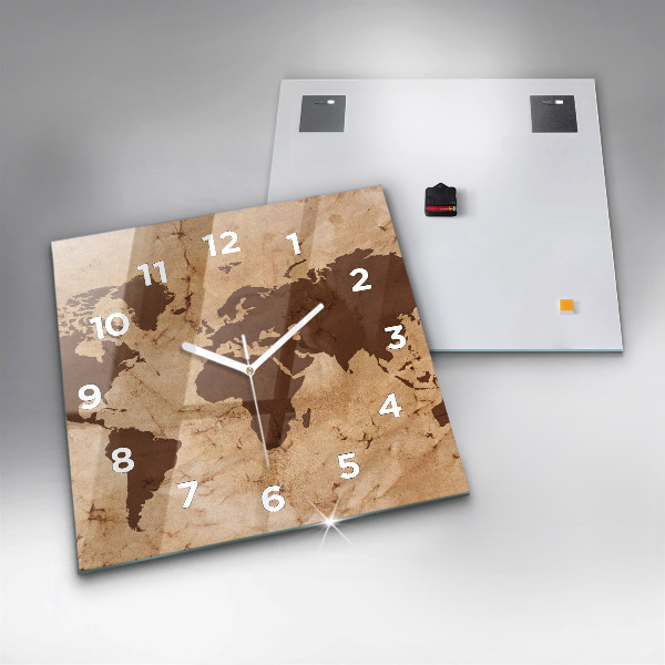 Szögletes fali üvegóra Vintage világtérkép