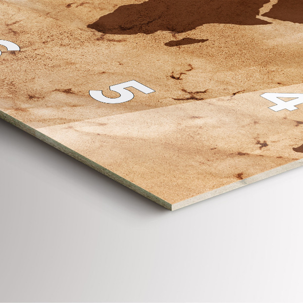 Szögletes fali üvegóra Vintage világtérkép