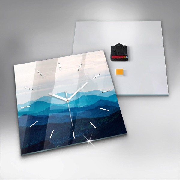 Szögletes fali üvegóra Akvarell hegyek