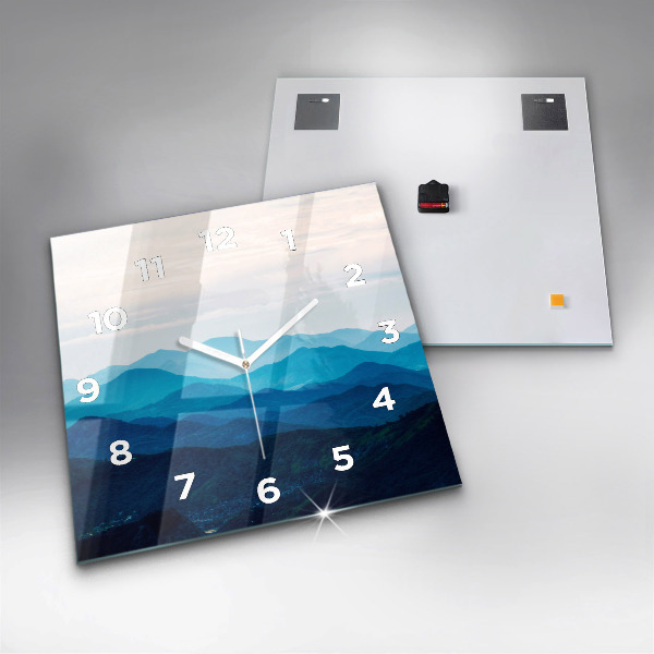 Szögletes fali üvegóra Akvarell hegyek